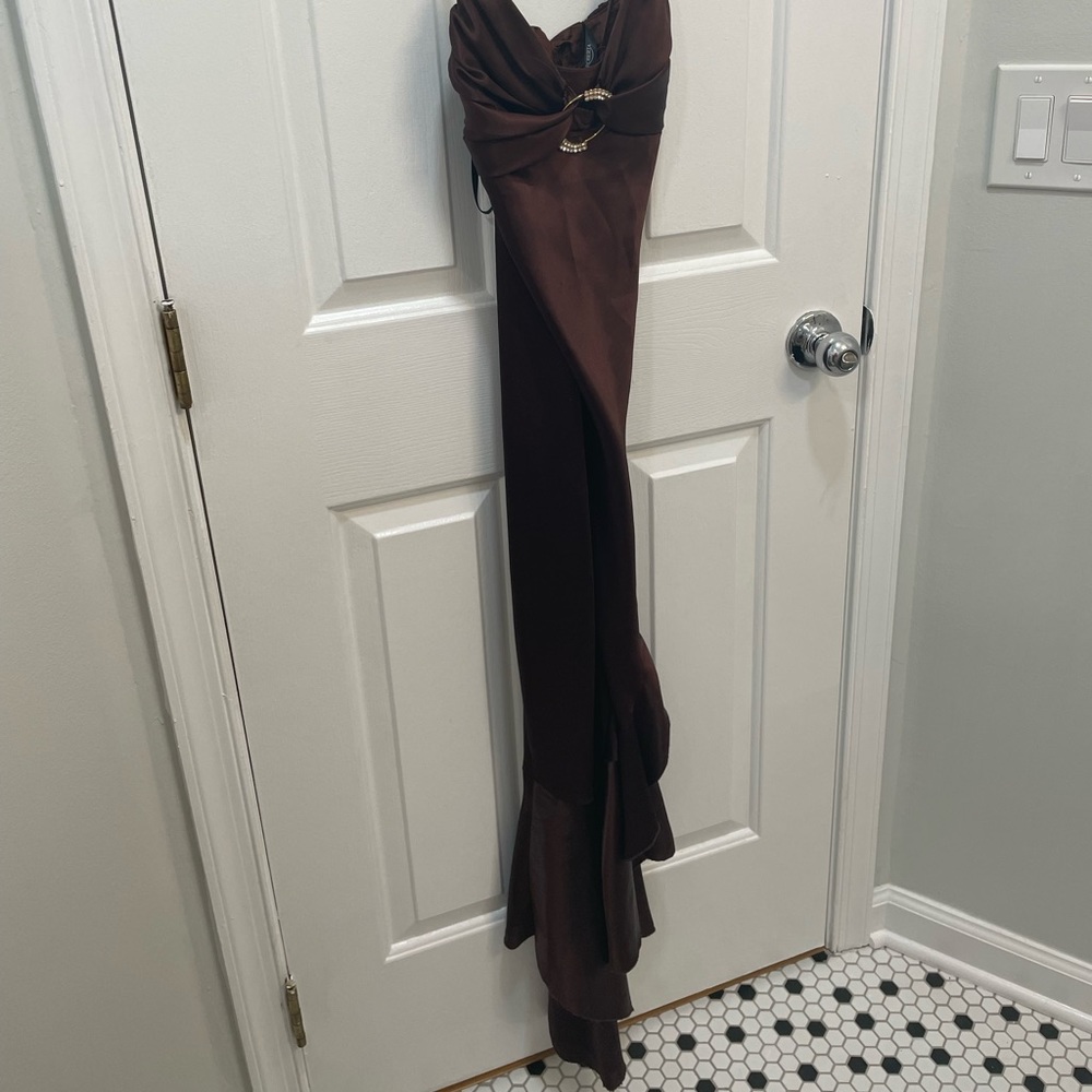 Satin brown formal dress